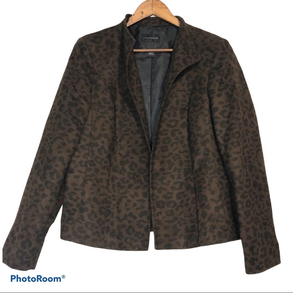 Investments Brown Leopard Blazer Women's Size 10